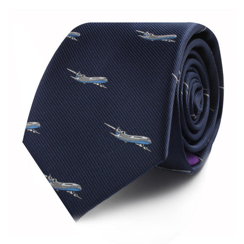 Syltie Men's Navy Aeroplane Motif  Skinny Tie