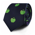 Syltie Men's Navy Green Apple Motif Skinny Tie