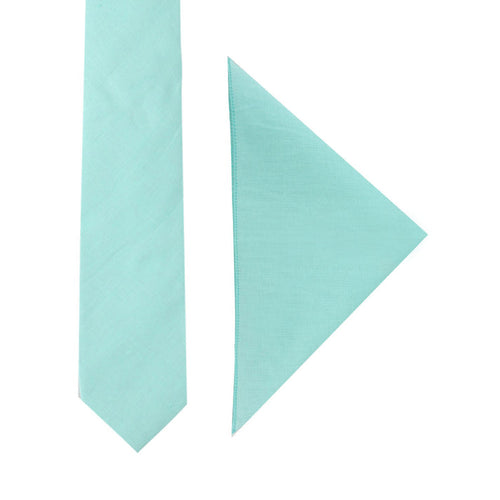 Syltie Men's Aqua Solid Skinny Necktie & Pocket Square Set