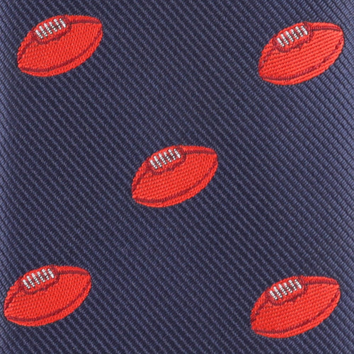 Syltie Men's Navy Red Football Motif Skinny Tie